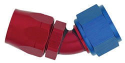Red/Blue 45 Degree Non-Swivel AN Hose End