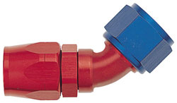 Red/Blue 45 Degree Double-Swivel AN Hose End
