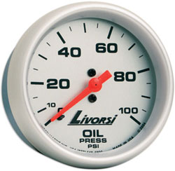 Livorsi 0-100 PSI Oil Pressure Gauge Mega & Race Rim 2-5/8"